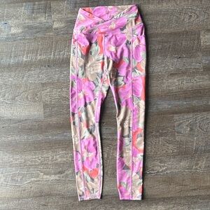 Saltwater LUXE Pink and Tan Floral Leggings